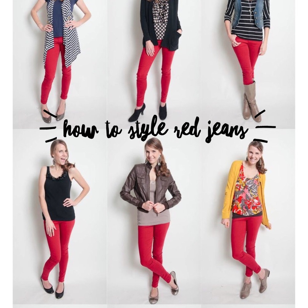 VANS // Skinny Jeans, Red, Size 5 - Picture 5 of 7
